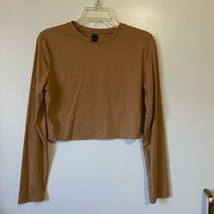 SHEIN brown long sleeve crop tee